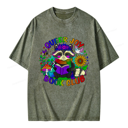 Pagewings Queer Joy Book Club Unisex Washed T-shirt