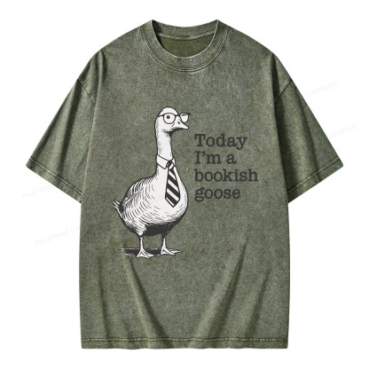 Pagewings Today I'm A Bookish Goose Unisex Washed T-shirt
