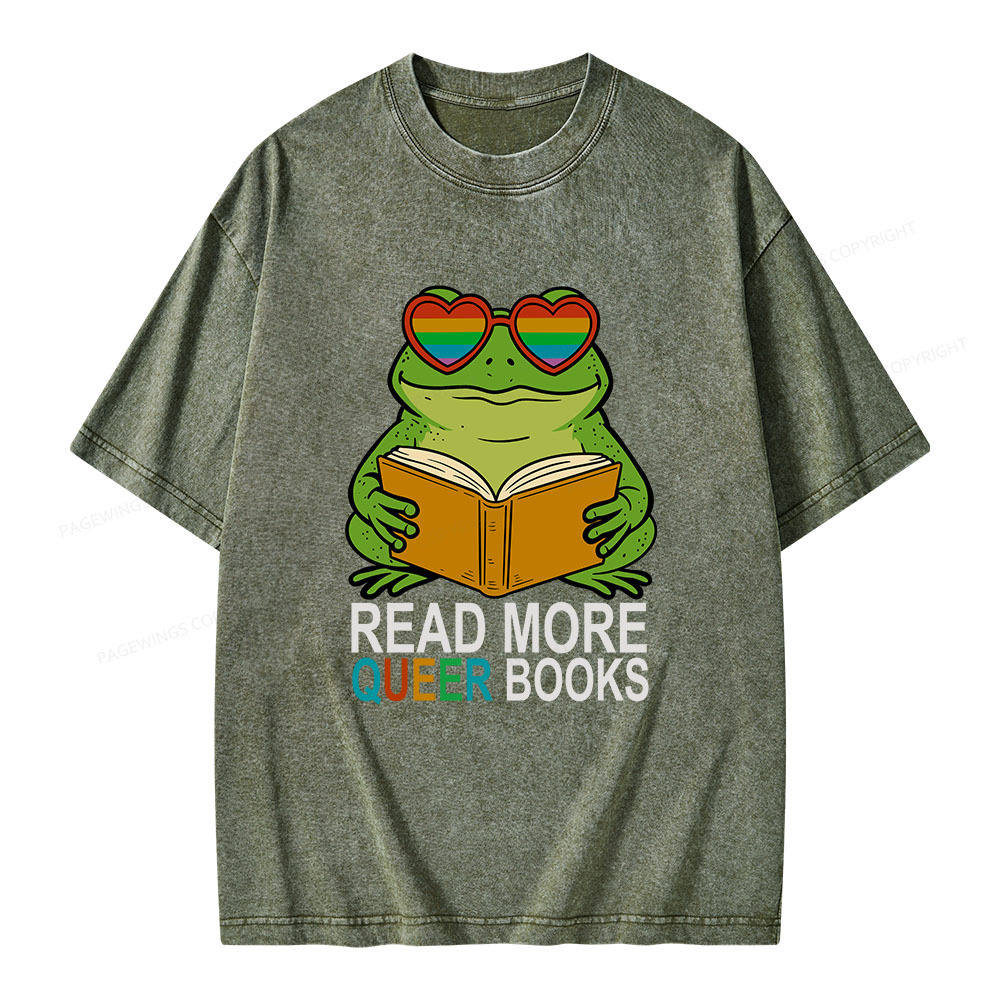 Pagewings Read More Queer Books Unisex Washed T-shirt