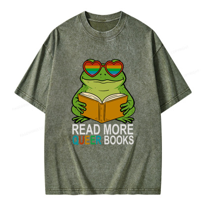 Pagewings Read More Queer Books Unisex Washed T-shirt