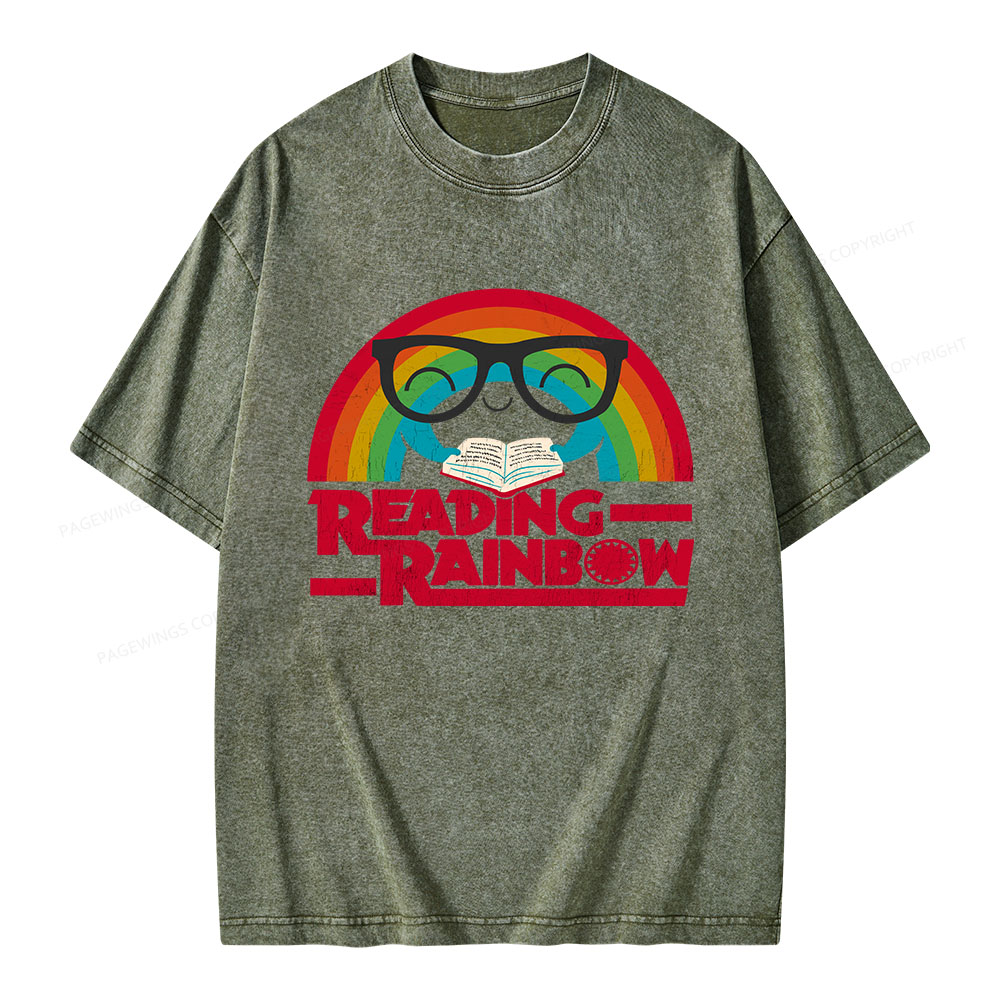 Pagewings Reading Rainbow Unisex Washed T-shirt