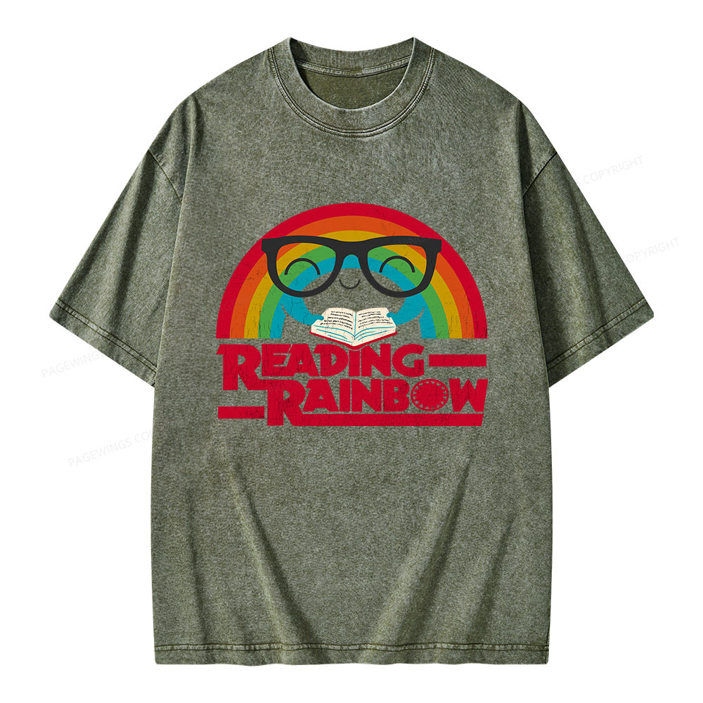 Pagewings Reading Rainbow Unisex Washed T-shirt