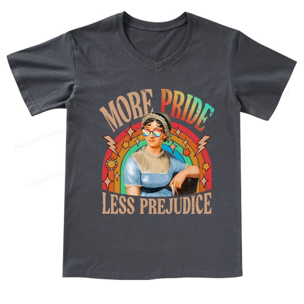 Pagewings More Pride Less Prejudice V-neck T-shirt