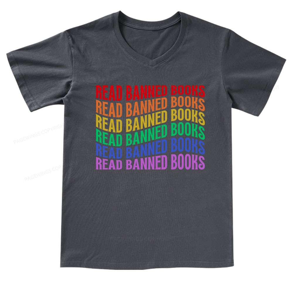 Pagewings Read Banned Books V-neck T-shirt