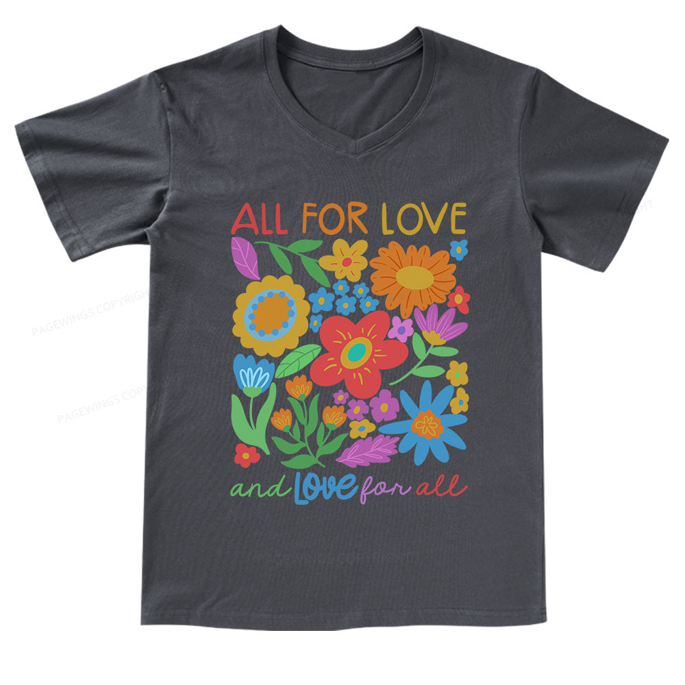 Pagewings All For Love  V-neck T-shirt