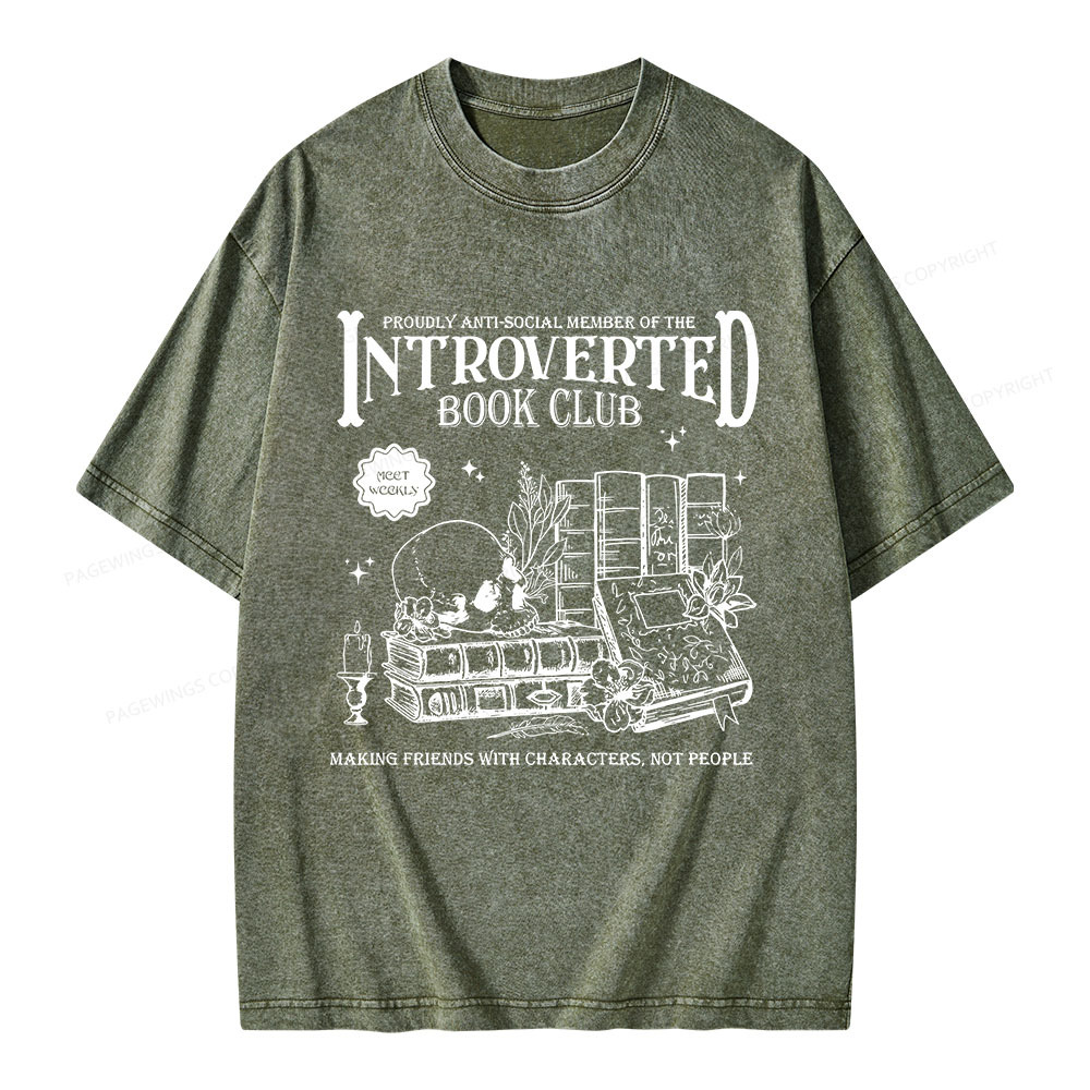 Pagewings Introverted Book Club Unisex Washed T-shirt