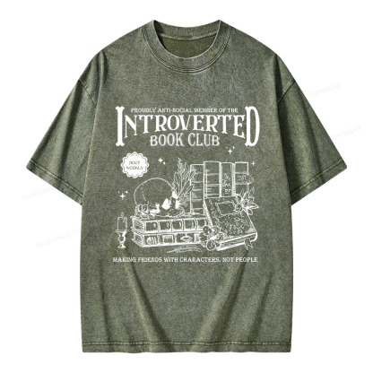 Pagewings Introverted Book Club Unisex Washed T-shirt
