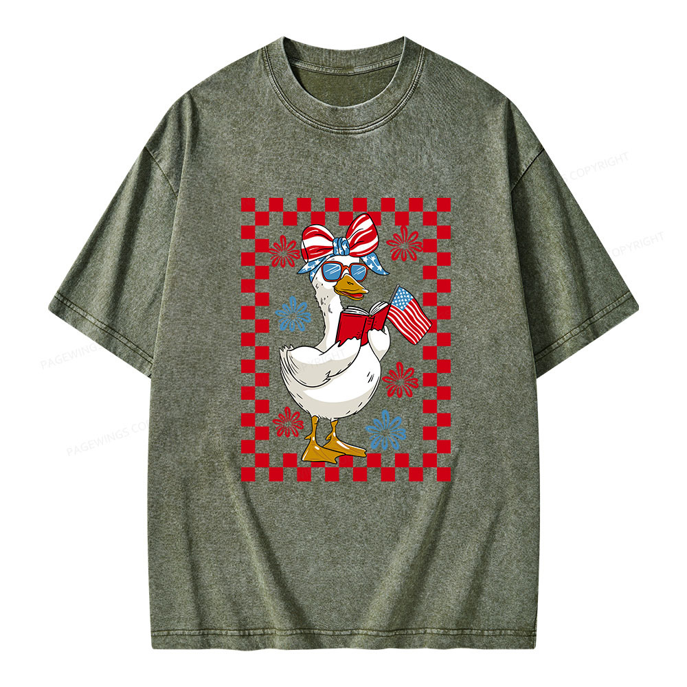 Pagewings 4th July Goose Unisex Washed T-shirt