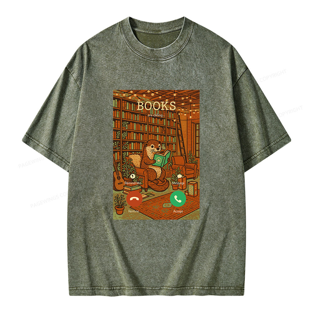 Pagewings Books Are Calling... Unisex Washed T-shirt