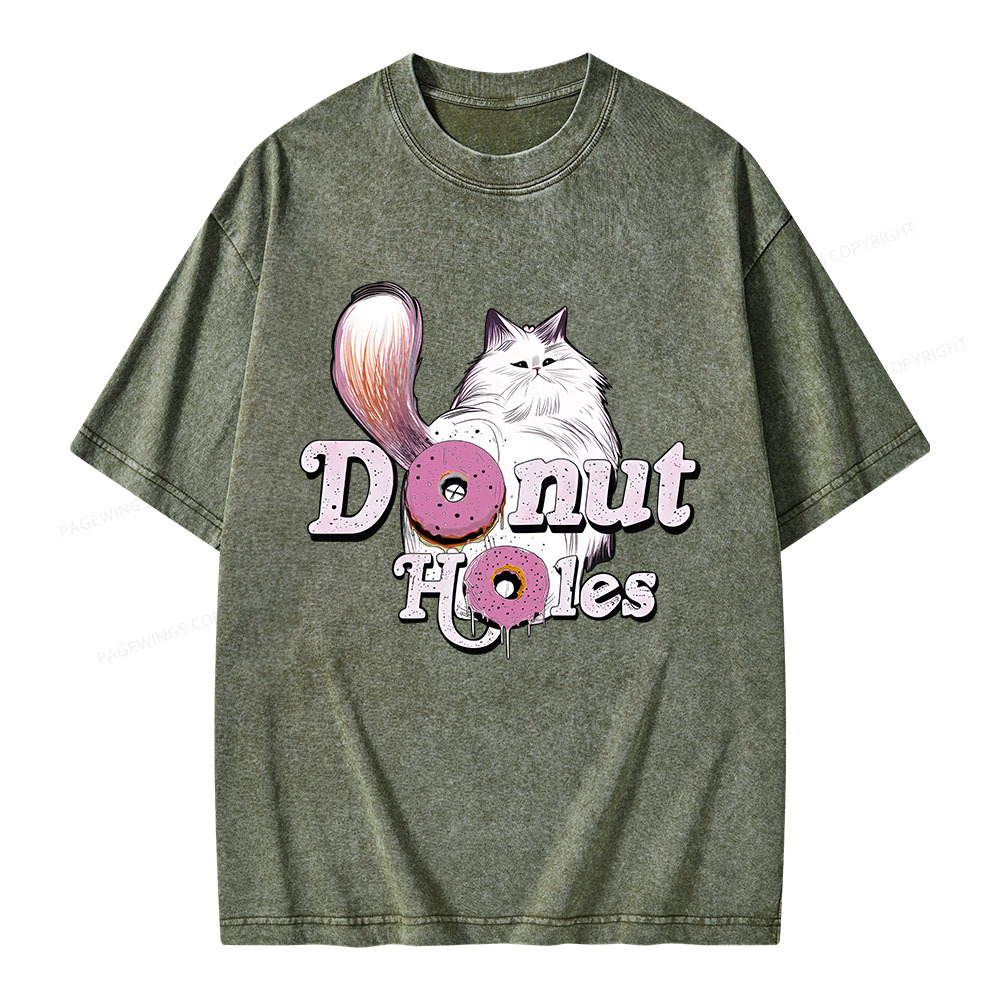 Pagewings Donut Cat Bookish Unisex Washed T-shirt