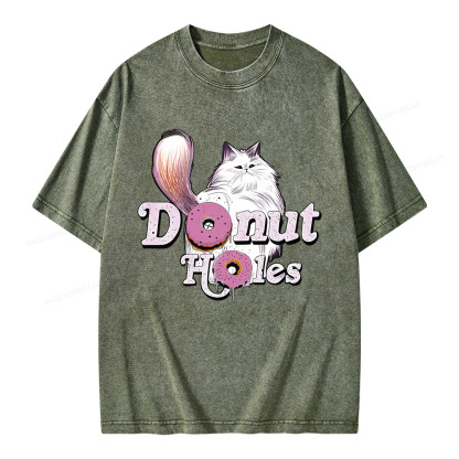 Pagewings Donut Cat Bookish Unisex Washed T-shirt