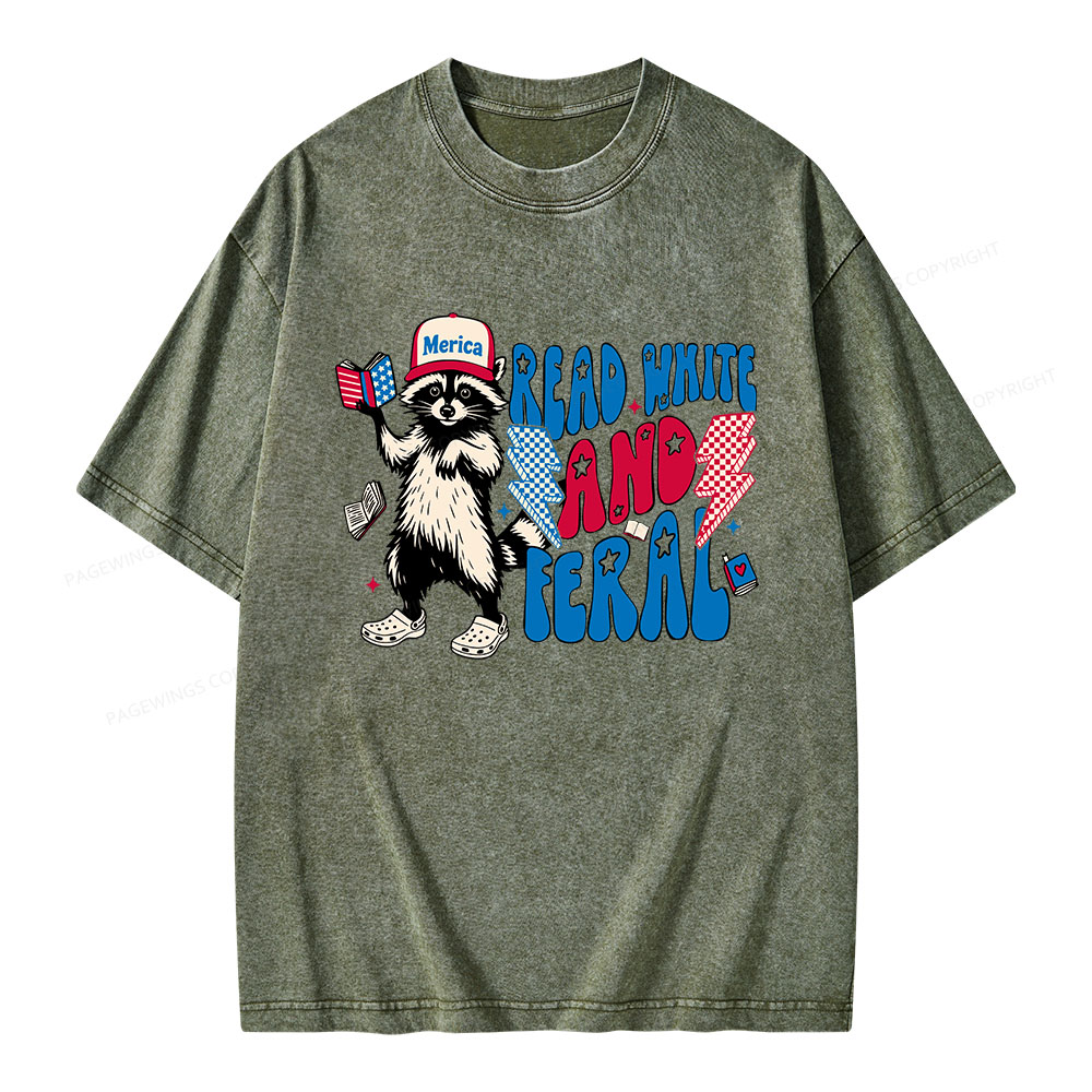Pagewings 4th of July Raccoon Unisex Washed T-shirt