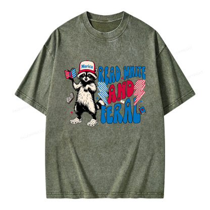 Pagewings 4th of July Raccoon Unisex Washed T-shirt