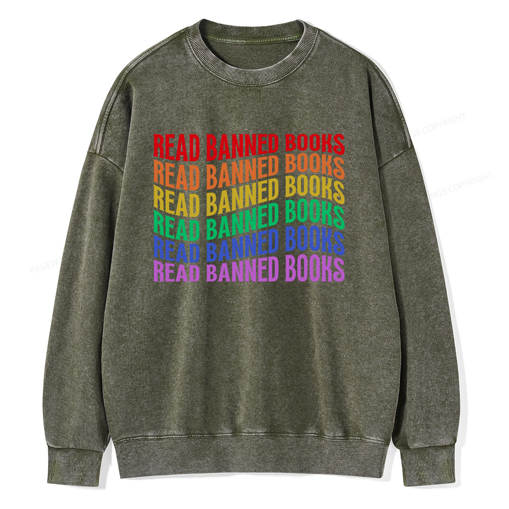 Pagewings Read Banned Books Unisex Washed Sweatshirt