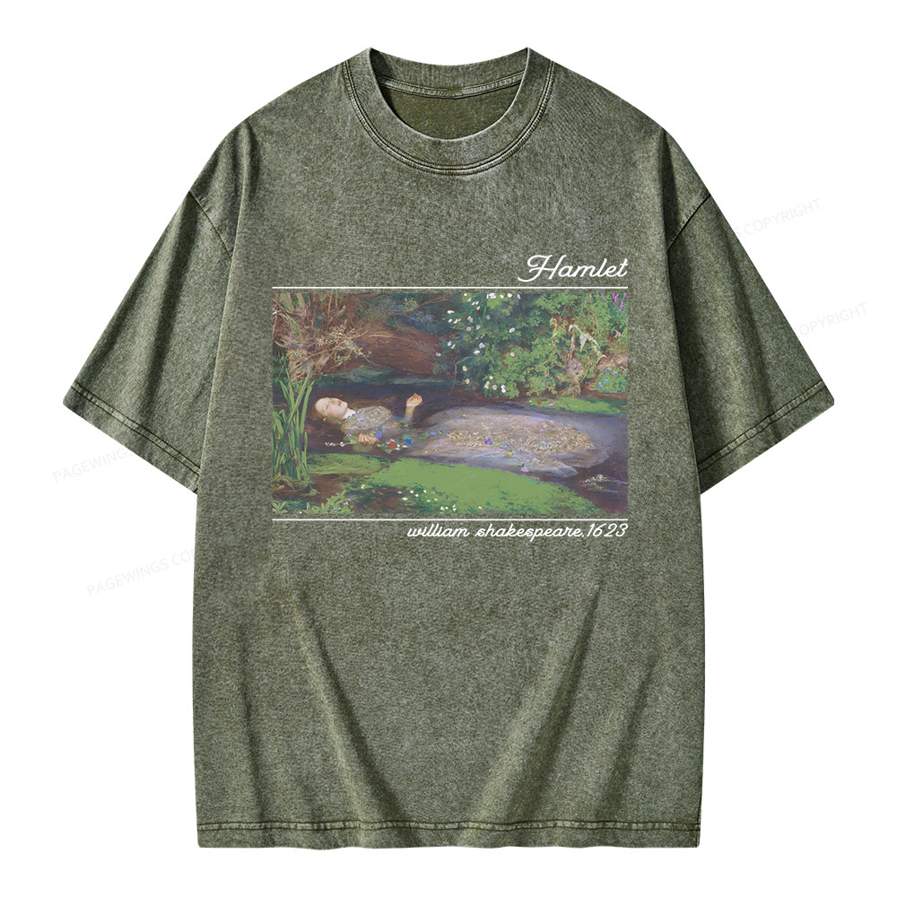 Pagewings Hamlet Ophelia Shakespeare Unisex Washed T-shirt