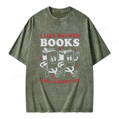Pagewings I Like Banned Books And I Cannot Lie Unisex Washed T-shirt