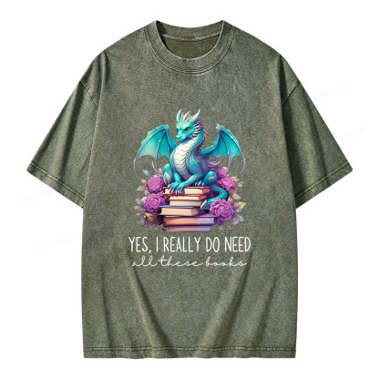 Pagewings Yes I Really Do Need All These Books Unisex Washed T-shirt