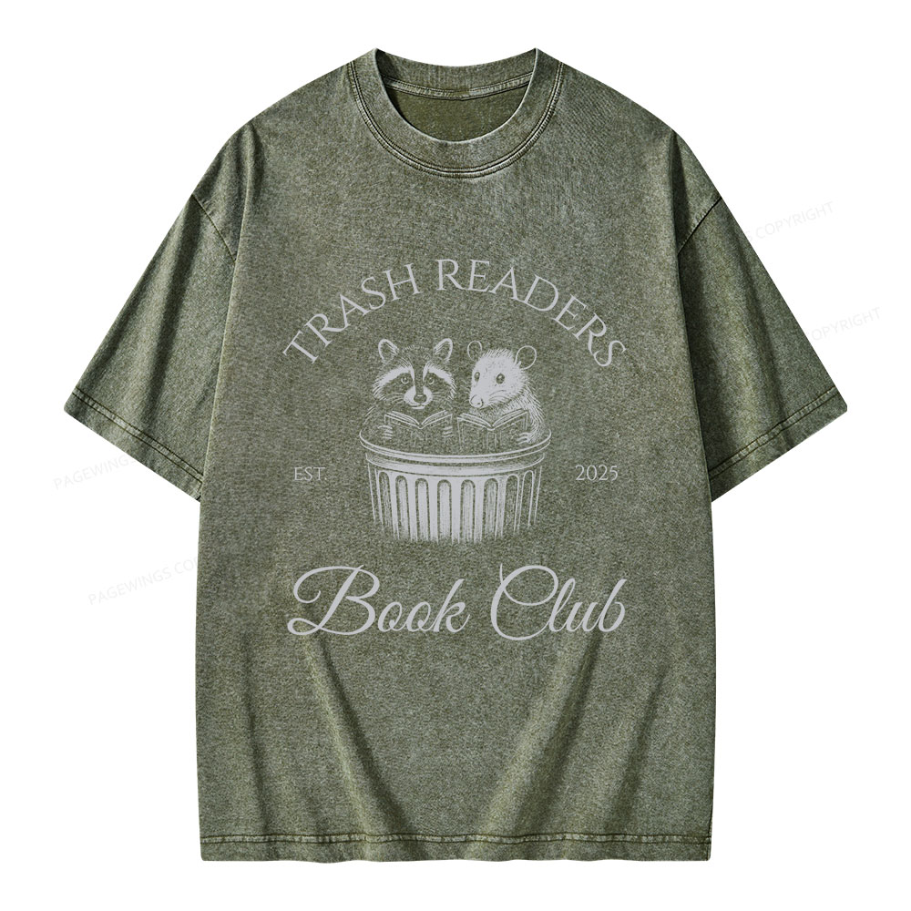 Pagewings Trash Readers Book Club Unisex Washed T-shirt