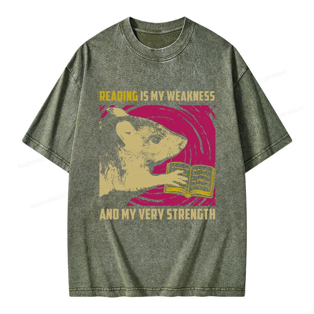 Pagewings Reading Is My Weakness And My Very Strength Unisex Washed T-shirt