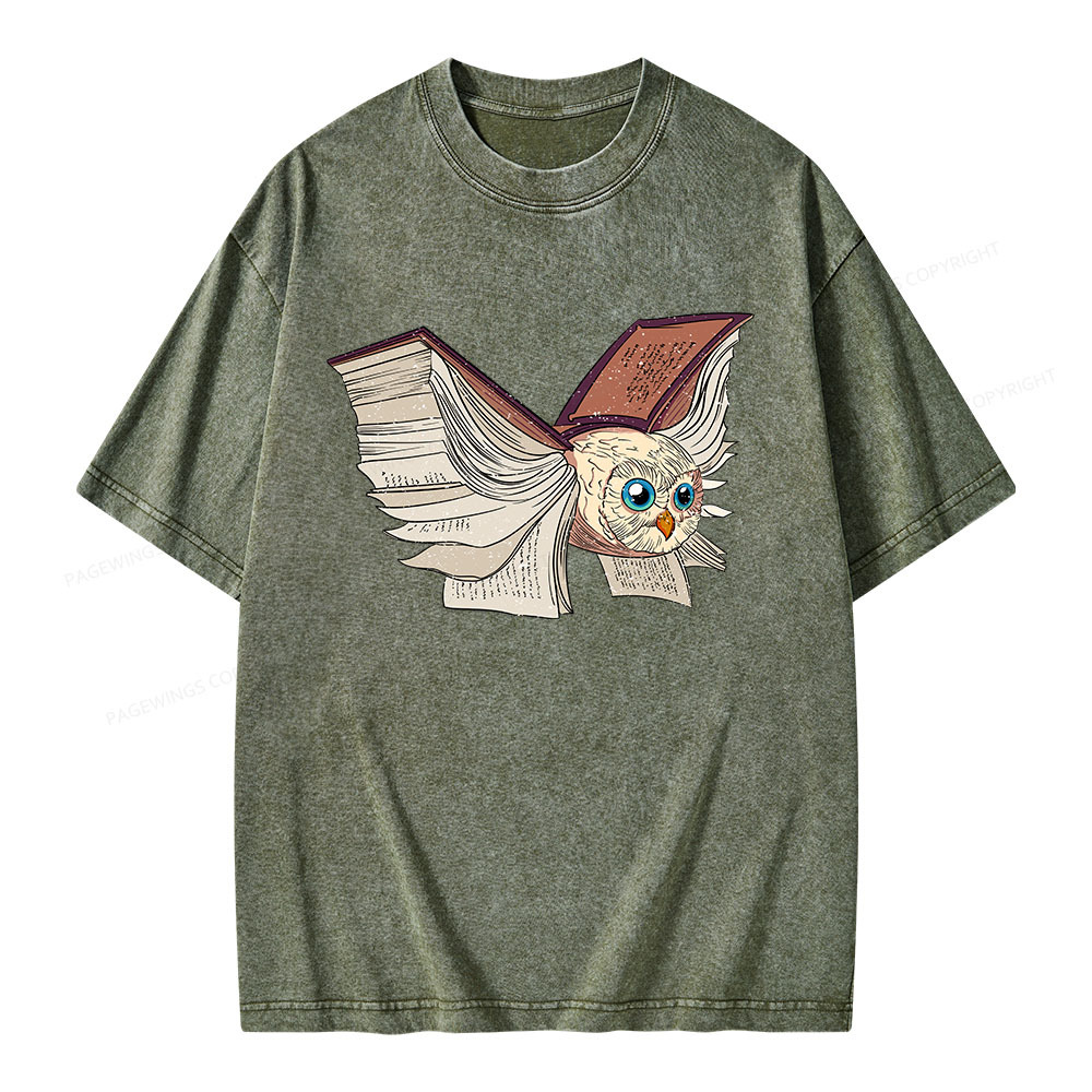 Pagewings Just An Owl Who Loves Reading Unisex Washed T-shirt
