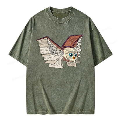 Pagewings Just An Owl Who Loves Reading Unisex Washed T-shirt