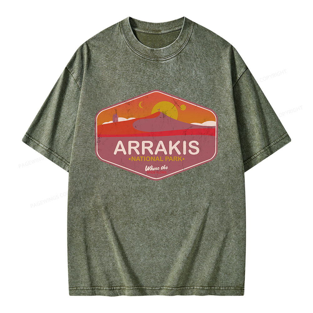 Pagewings Arrakis National Park Unisex Washed T-shirt