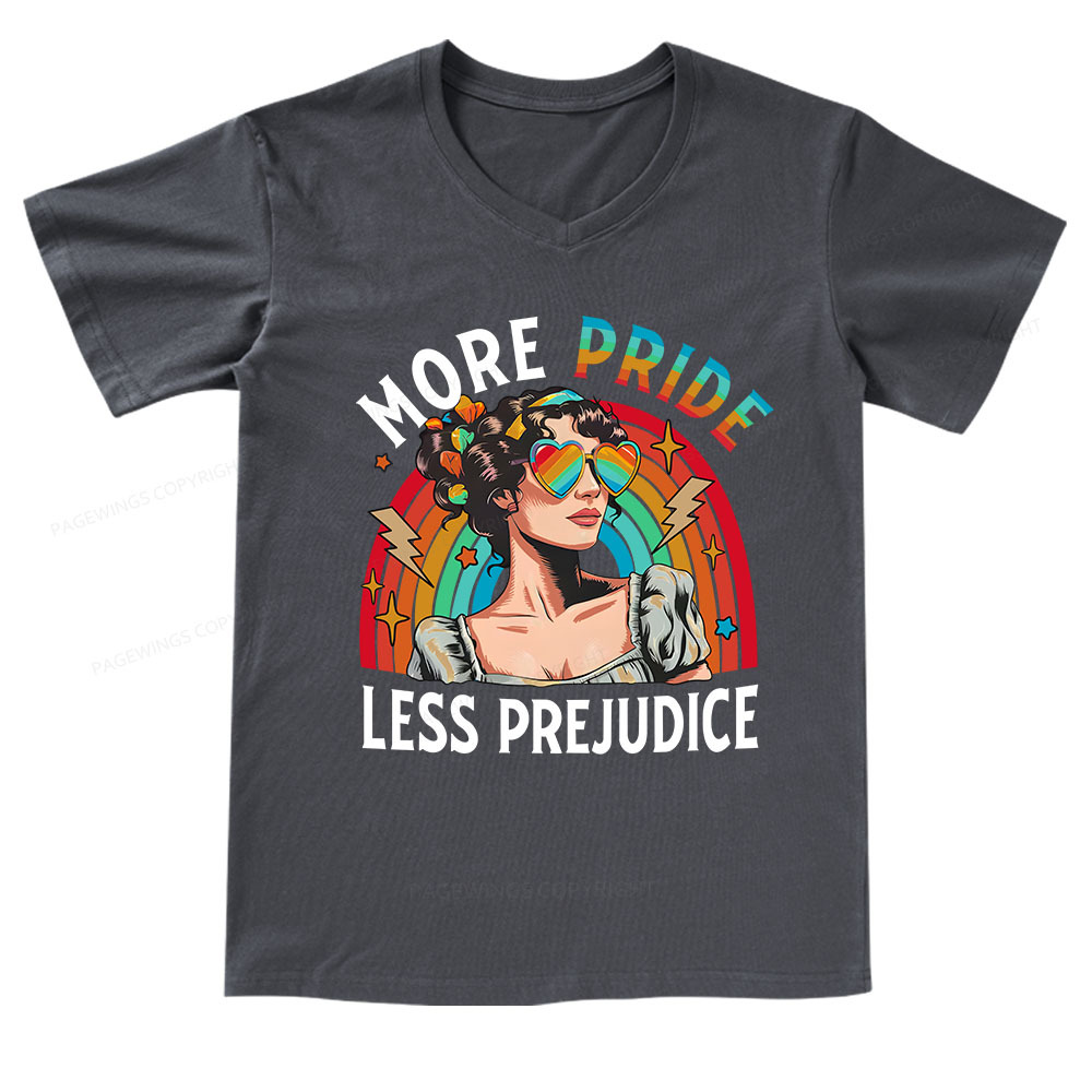 Pagewings More Pride Less Prejudice V-neck T-shirt