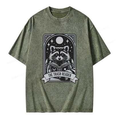Pagewings The Trash Reader Raccoon Unisex Washed T-shirt