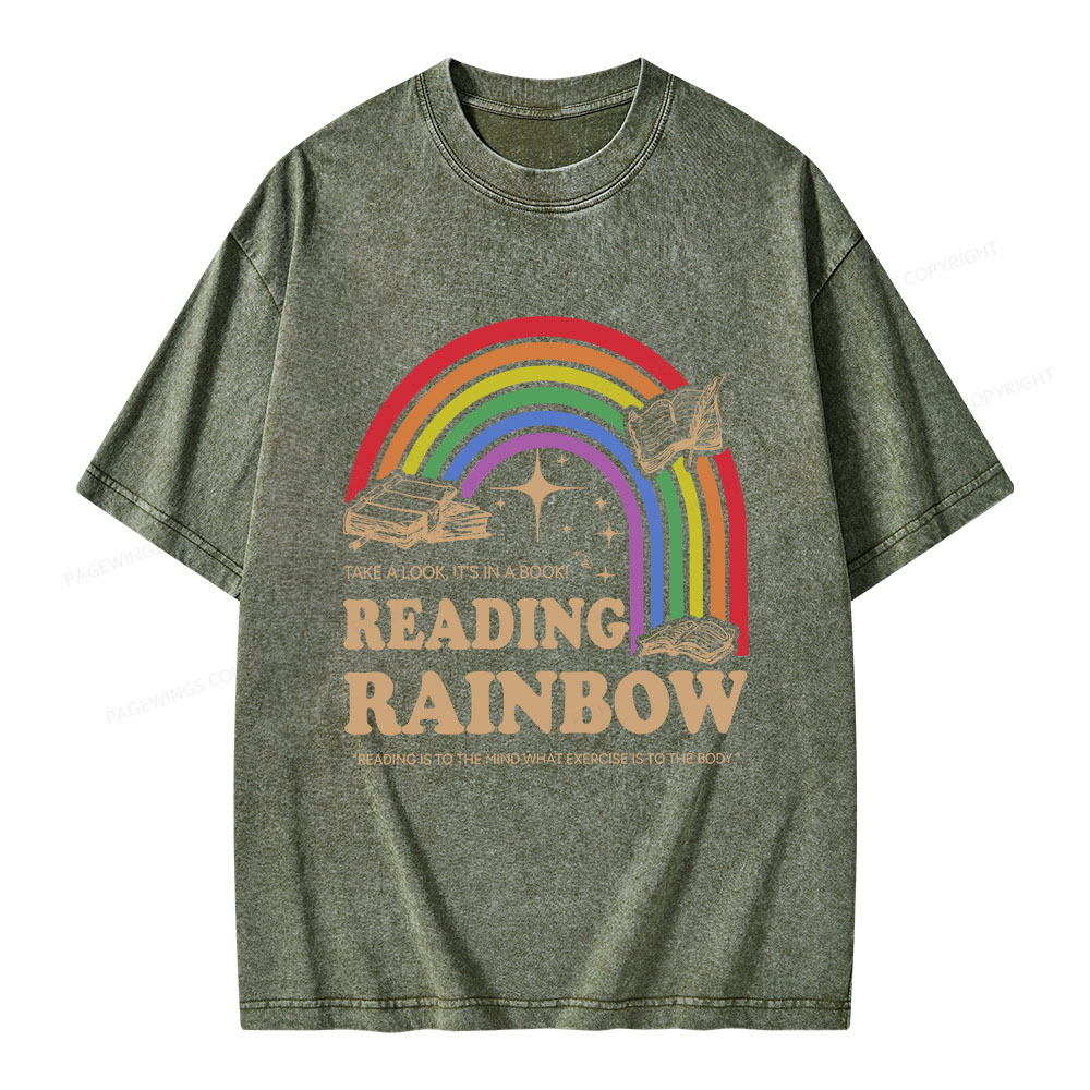 Pagewings Reading Rainbow Librarian Unisex Washed T-shirt
