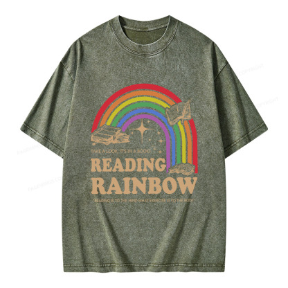 Pagewings Reading Rainbow Librarian Unisex Washed T-shirt