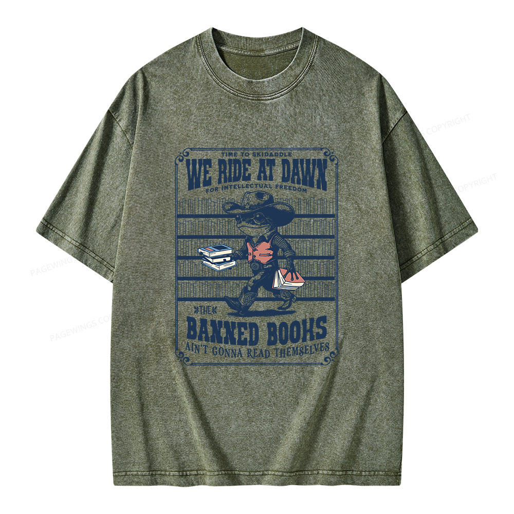 Pagewings The Banned Books Ain't Gonna Read Themselves Unisex Washed T-shirt