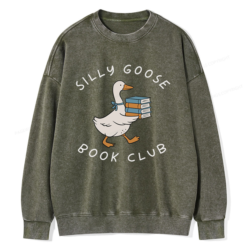 Pagewings Silly Goose Book Club Unisex Washed Sweatshirt