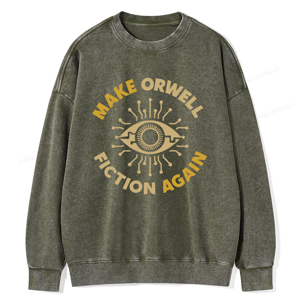 Pagewings Make Orwell Fiction Again Unisex Washed Sweatshirt