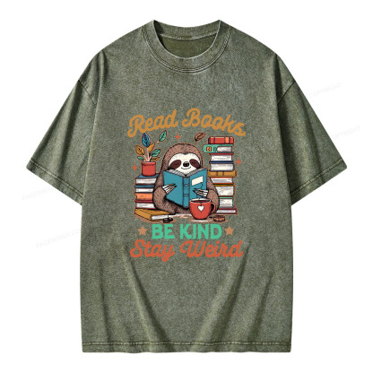 Pagewings Bookish Read Books Be Kind Stays Weird Unisex Washed T-shirt