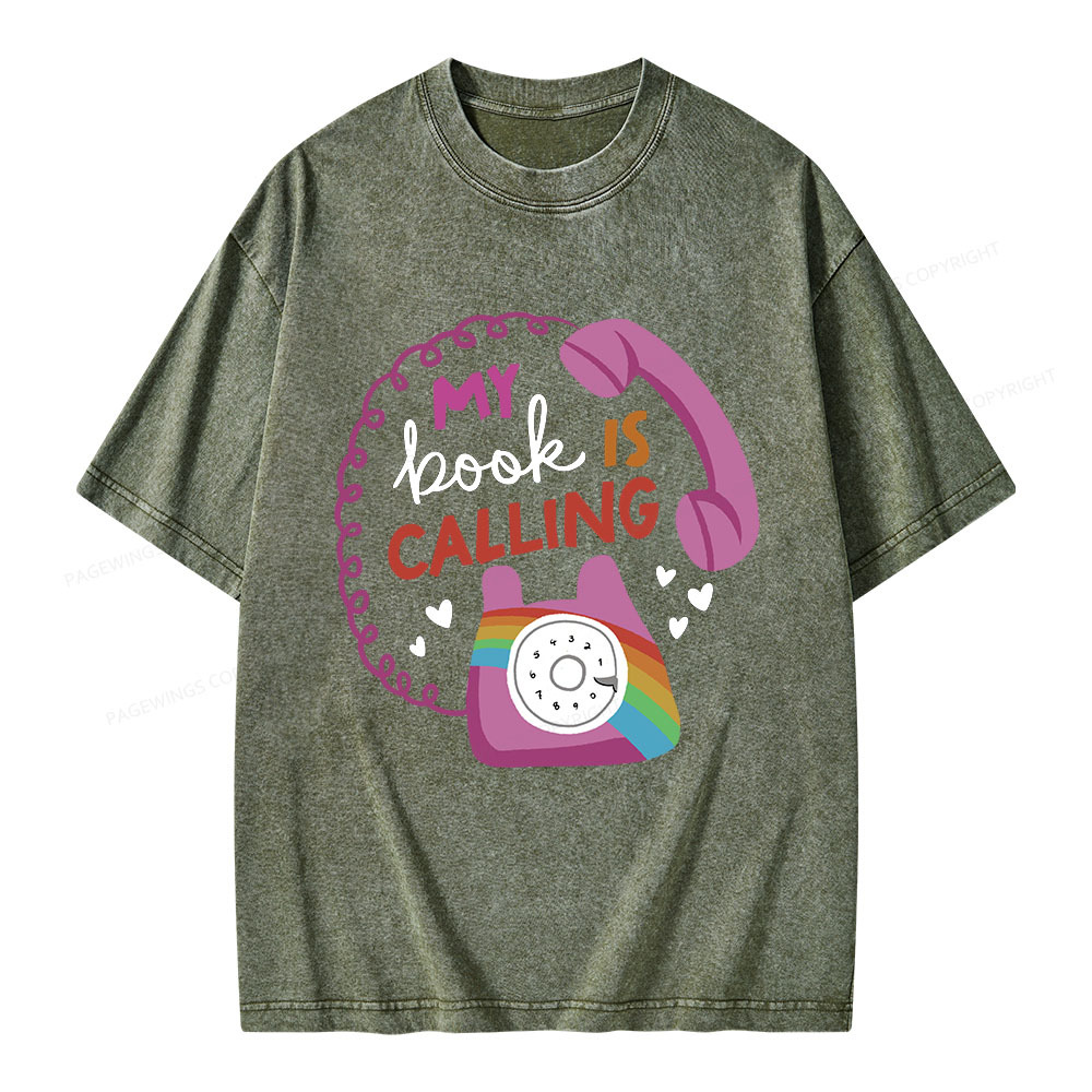 Pagewings My Book is Calling Unisex Washed T-shirt
