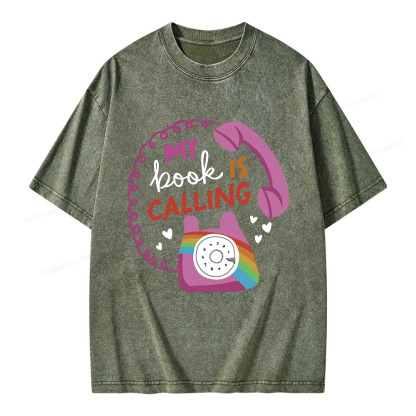 Pagewings My Book is Calling Unisex Washed T-shirt