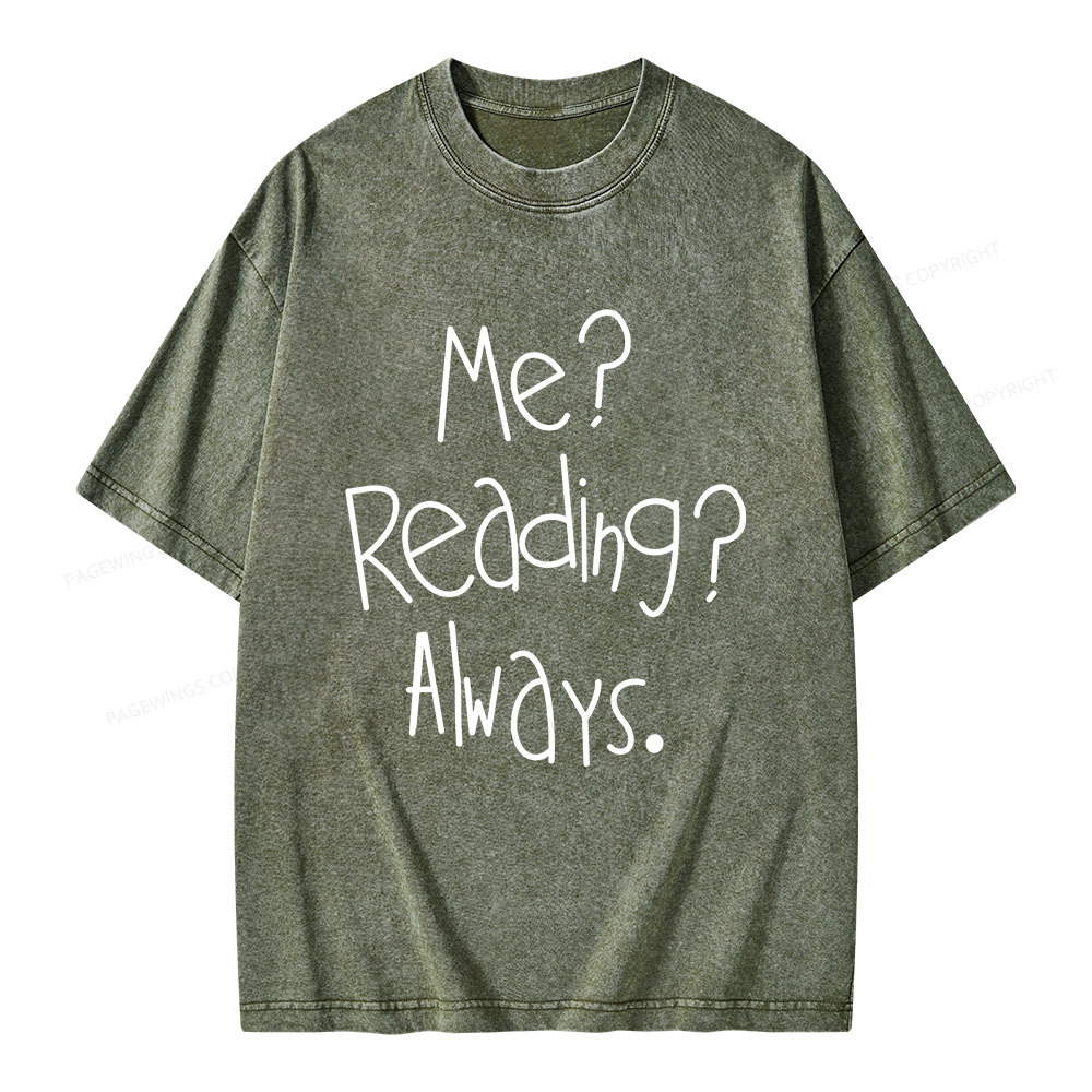 Pagewings Me Reading Always Unisex Washed T-shirt
