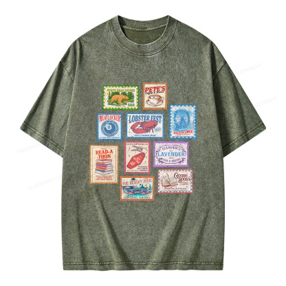 Pagewings Books Stamp Beach Read Unisex Washed T-shirt