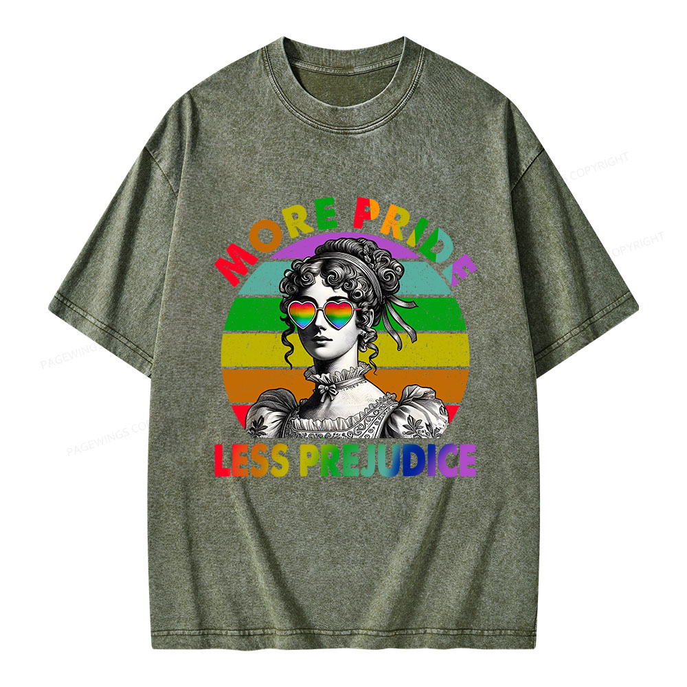 Pagewings More Pride Less Prejudice Pride Month Unisex Washed T-shirt