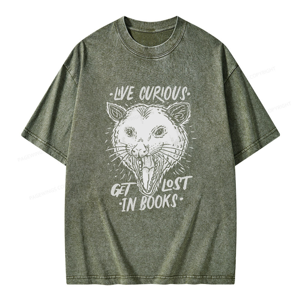 Pagewings Live Curious, Get Lost In Books Unisex Washed T-shirt