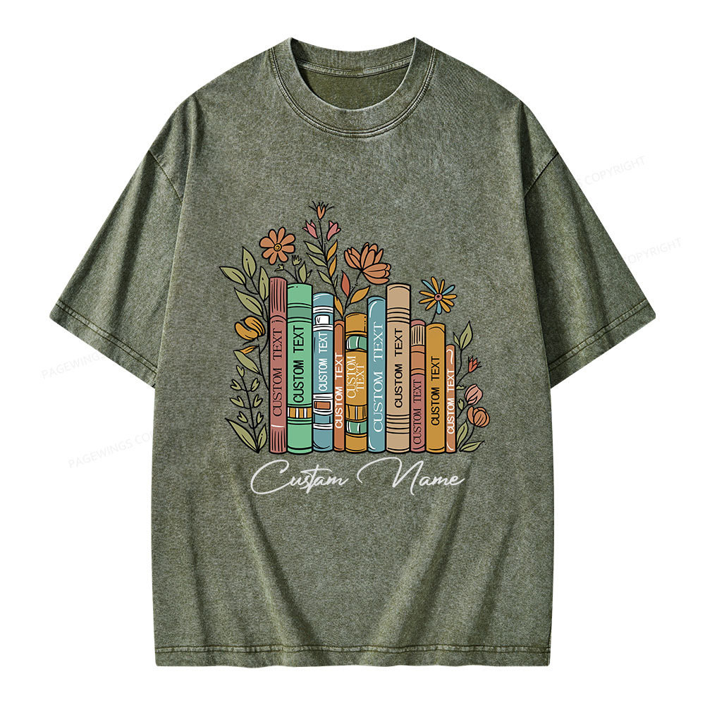 Pagewings Personalized Librarian Bookworm Unisex Washed T-shirt