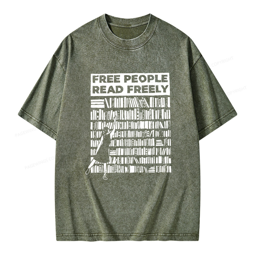 Pagewings Free People Read Freely Unisex Washed T-shirt
