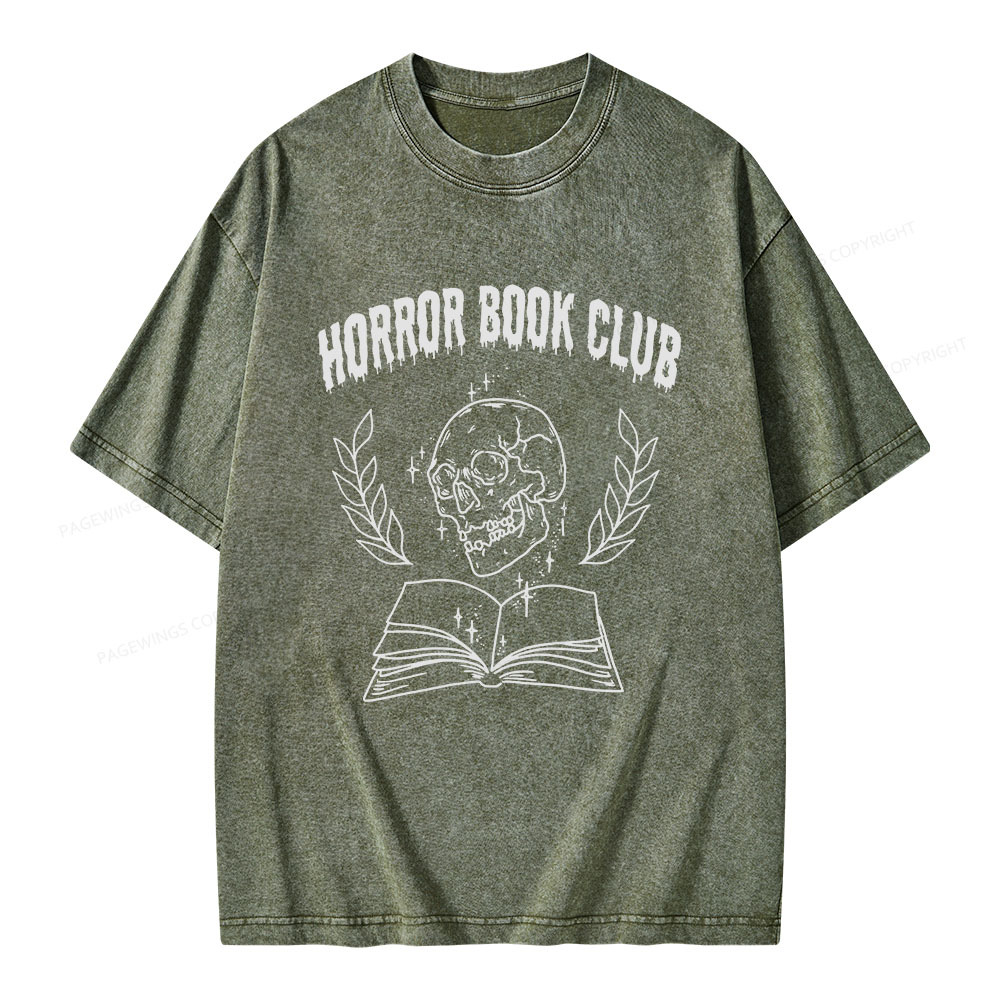 Pagewings Horror Book Club Unisex Washed T-shirt