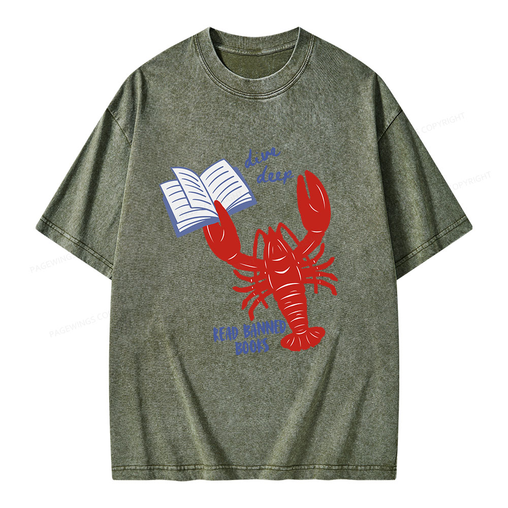 Pagewings Read Banned Books Unisex Washed T-shirt