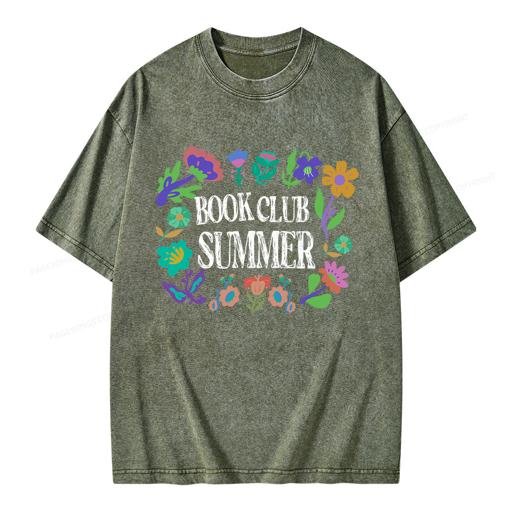 Pagewings Book Club Summer Unisex Washed T-shirt