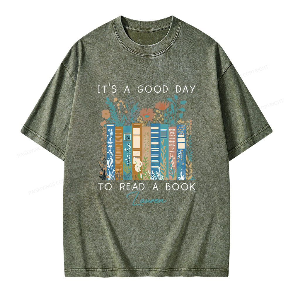 Pagewings It's A Good Day To Read A Book Unisex Washed T-shirt