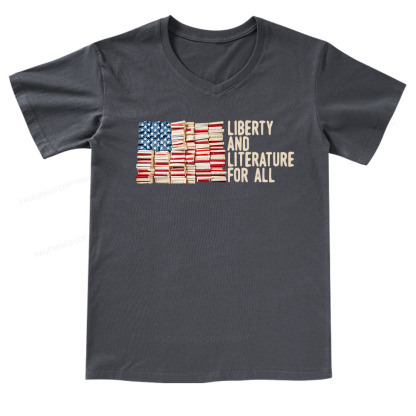 Pagewings Liberty And Literature For All V-neck T-shirt