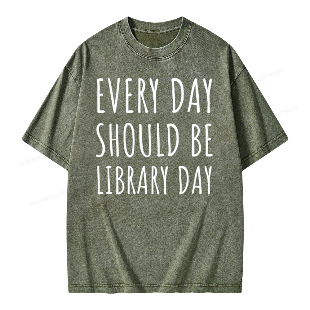 Pagewings Library Day Media Specialist Shirt Library Shirt Unisex Washed T-shirt