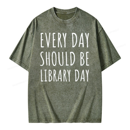 Pagewings Library Day Media Specialist Shirt Library Shirt Unisex Washed T-shirt
