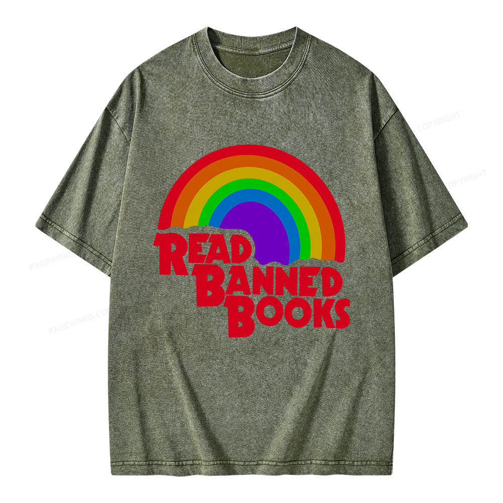 Pagewings Read Banned Books Reading Unisex Washed T-shirt